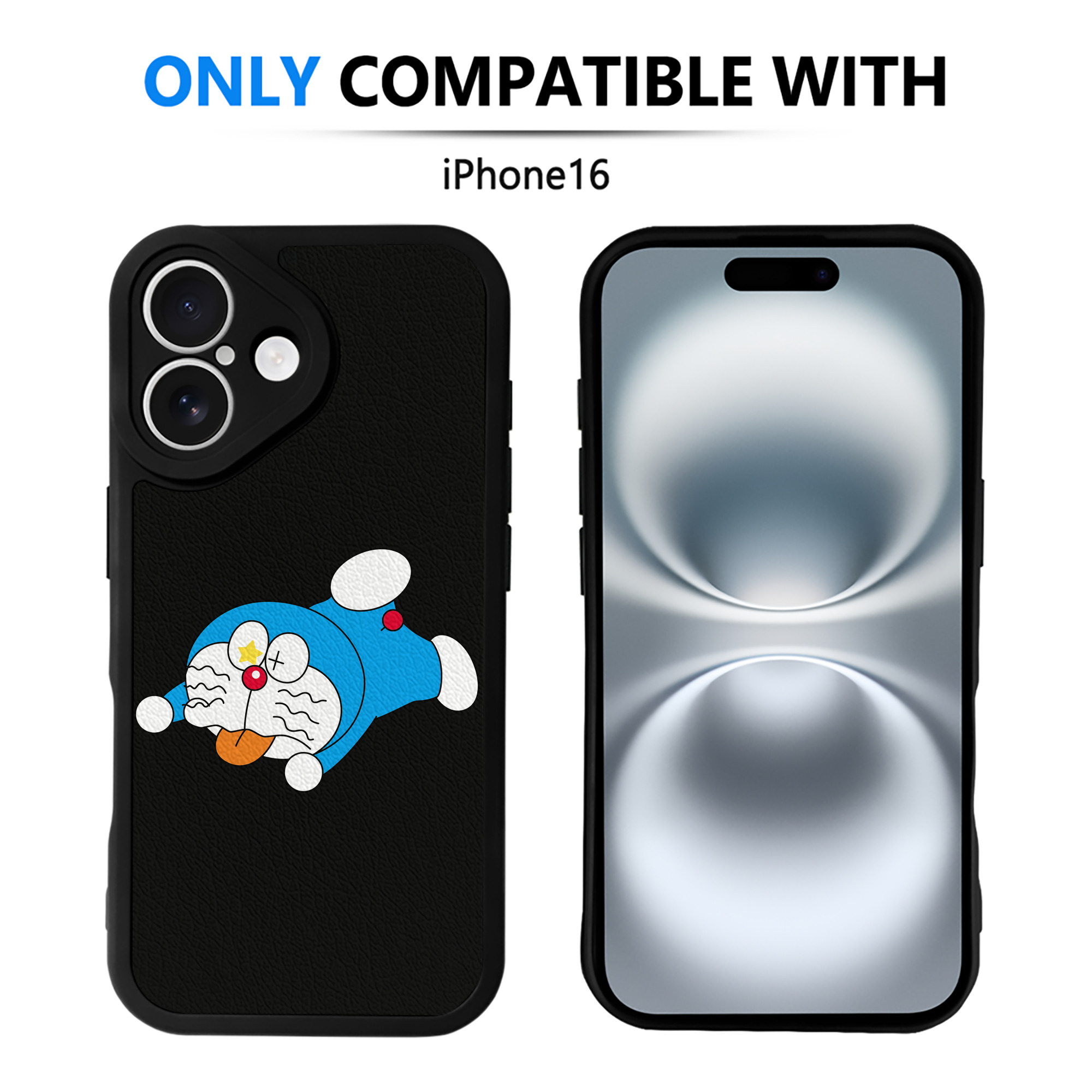 （画像用） ドラえもん Doraemon 【iPhone 16シリーズ対応】シリコンスマホケース（レザー調） 材質：シリコン